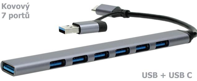 USB 3.0 HUB - 7 portů kovový